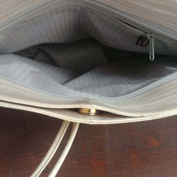 Vintage genuine eel skin cream ivory gold shoulder bag purse - Picture 11 of 16